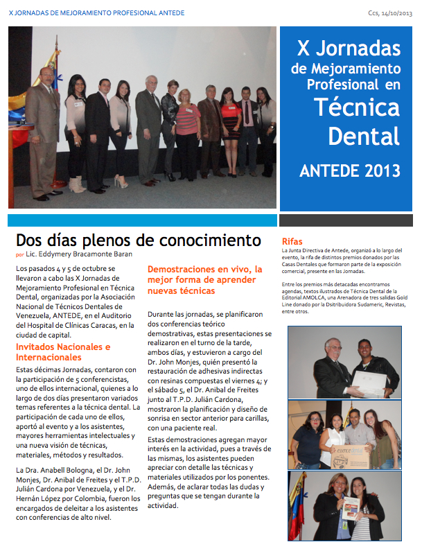X jornadas de mejoramiento profesional en técnica dental